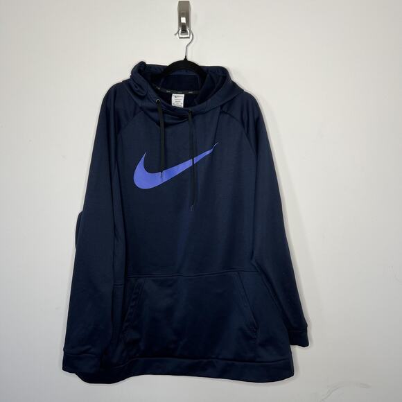 Nike Therma-FIT Hoodie Mens 3XL Tall Navy Pullover Fleece Swoosh CU6238-452 - Picture 1 of 9